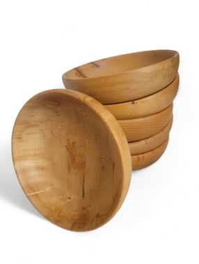 Vintage Lesco Hand Carved Maple Wood Bowl Set